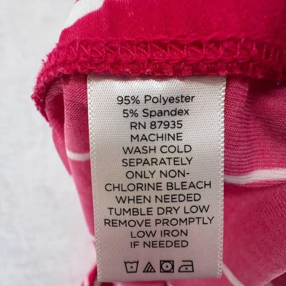 Susan Graver‎ Women's Maxi Skirt Size Large Pink w/ White Stripes Elastic Waist